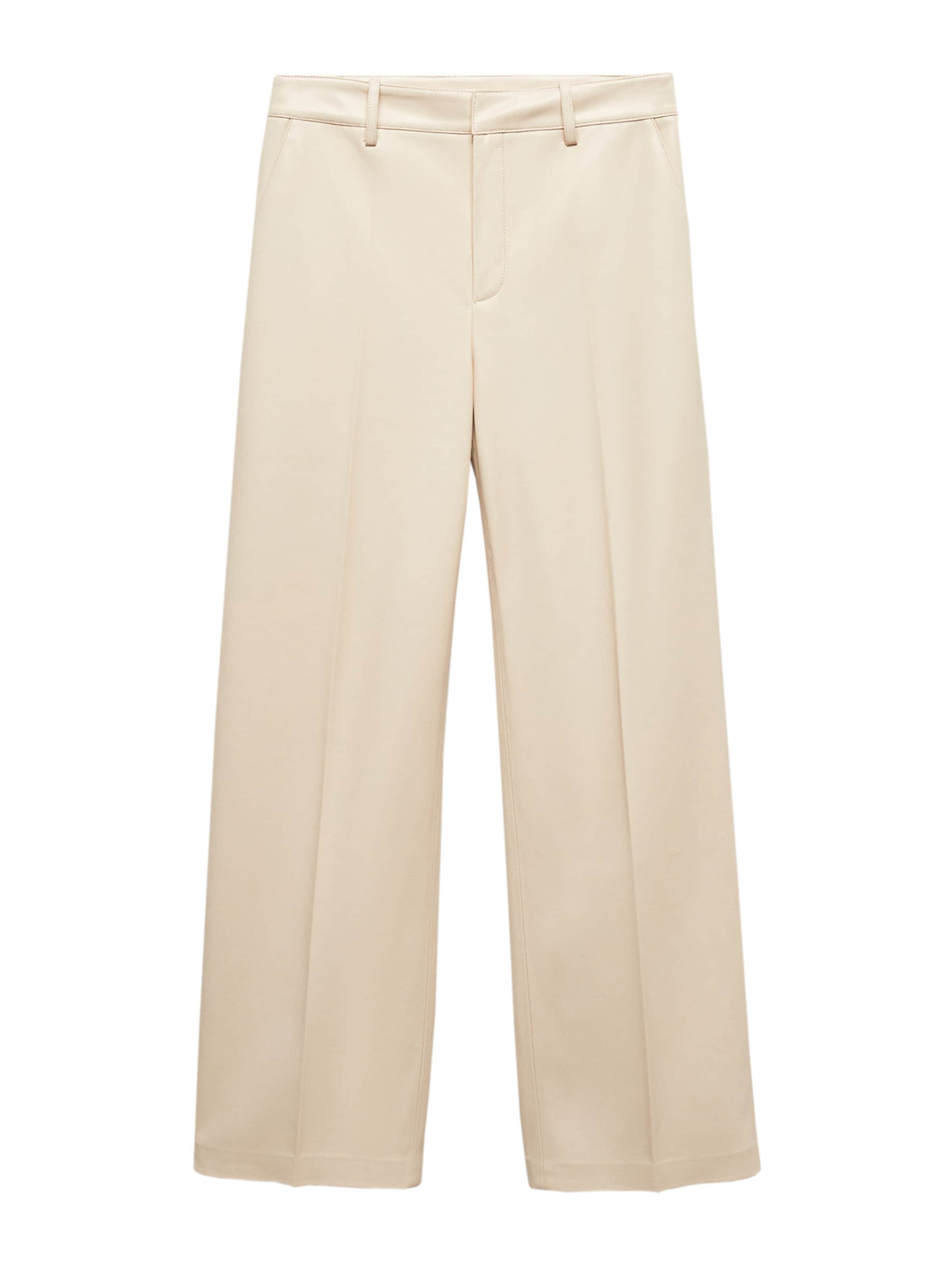 MANGO Wide leg Trousers with creases 'City' in Beige: front