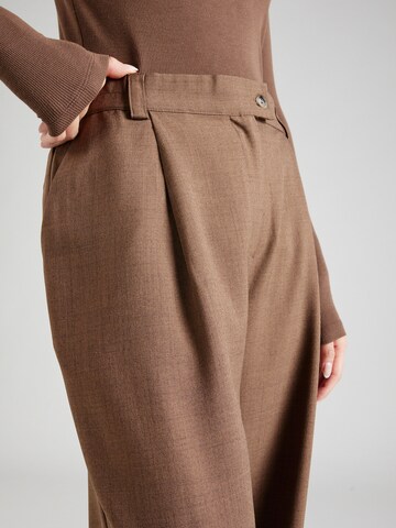 Soft Rebels Wide leg Pleat-Front Pants 'Sibylle' in Brown