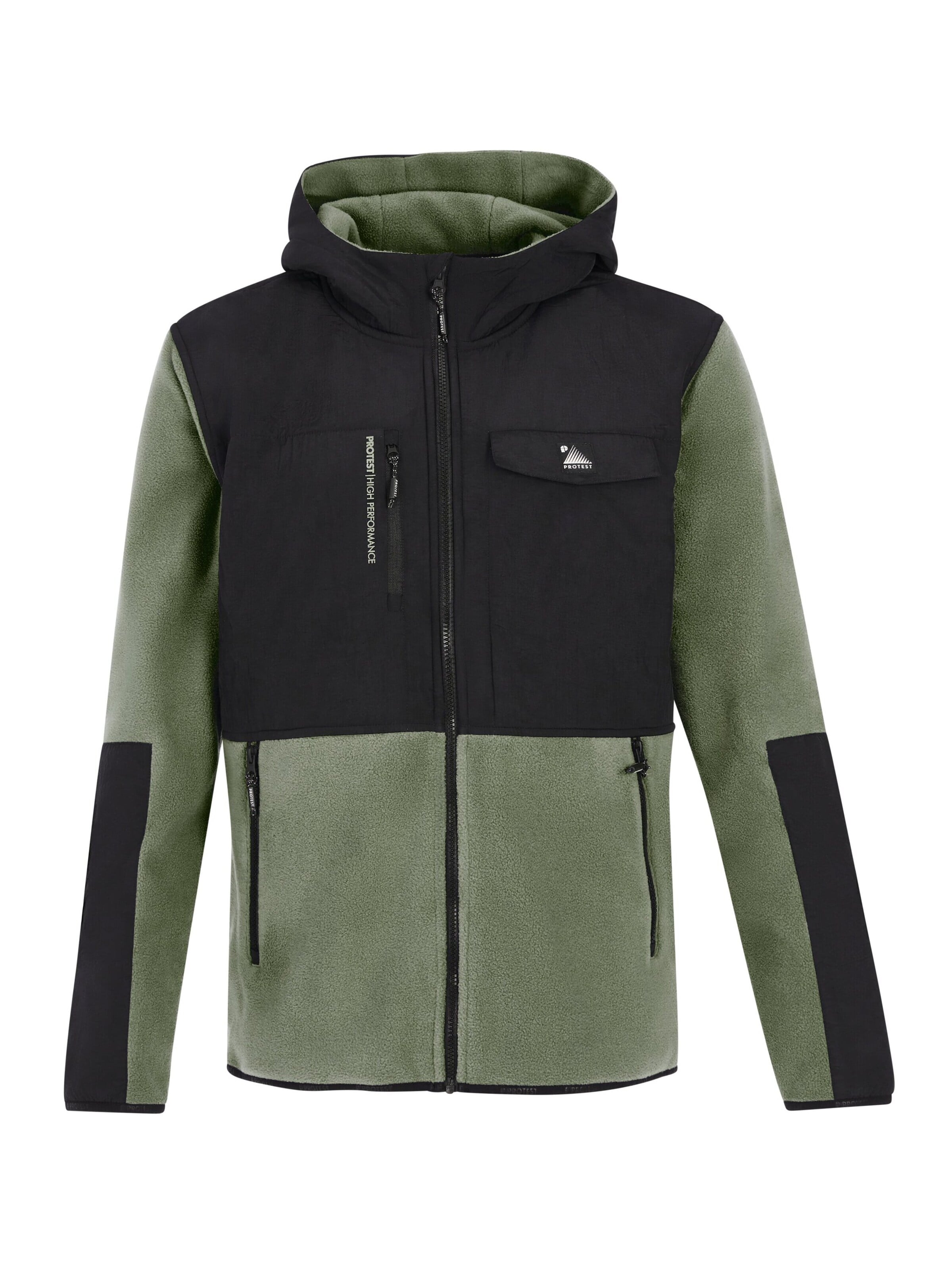 PROTEST Fleece jas 'PRTGRID' in Groen: voorkant