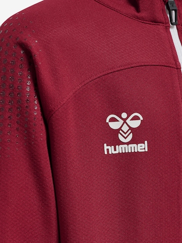 Hummel Athletic Zip-Up Hoodie 'Poly' in Red