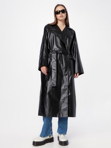 Calvin Klein Jeans Between-Seasons Coat 'GLOSSY' in Black: front