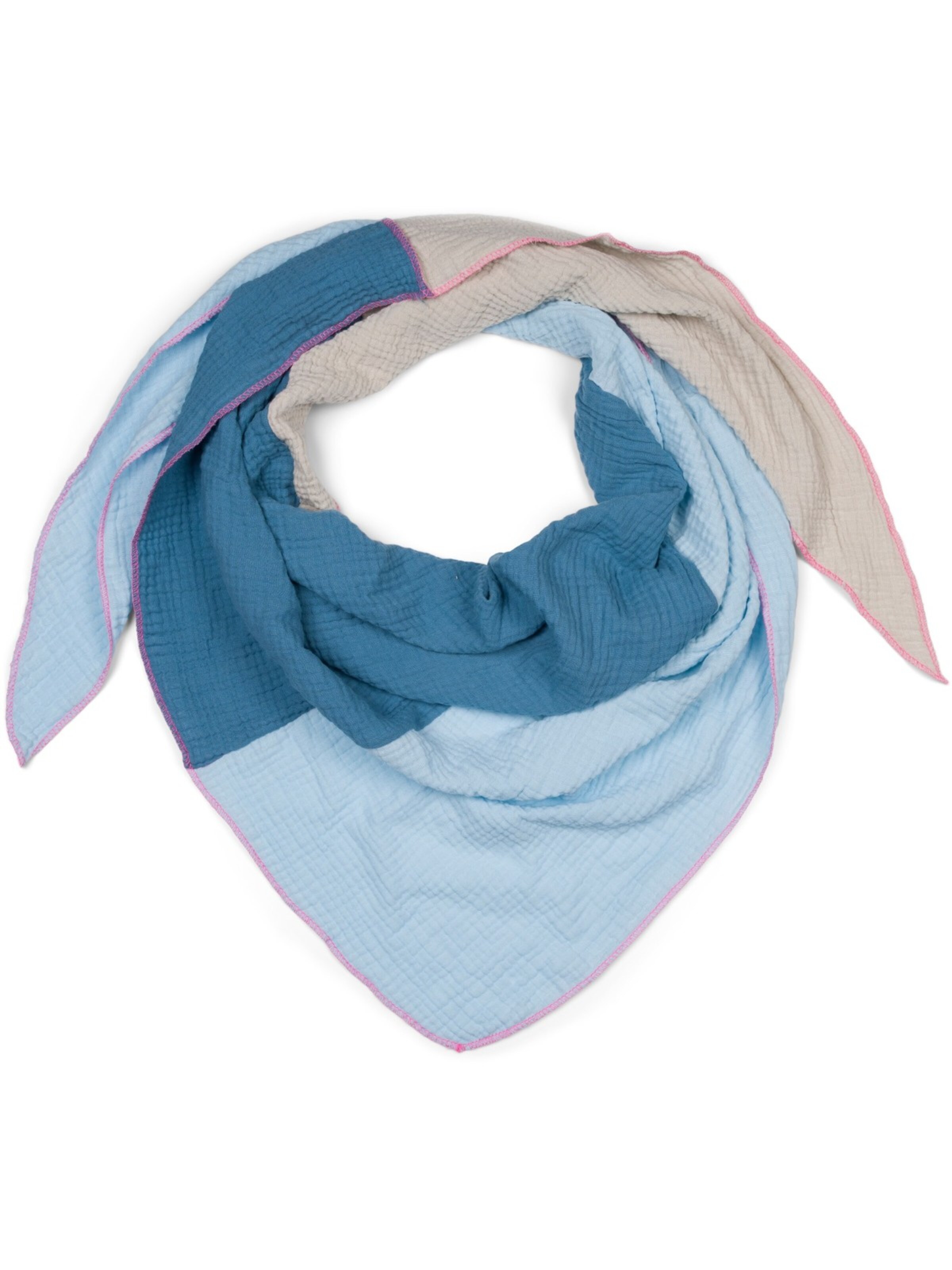 styleBREAKER Tuch '3-Farbiges Musselin Dreieckstuch'‌‌‌ in Blau: Vorderseite