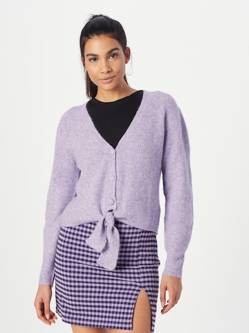 ABOUT YOU Knit Cardigan in Purple: front