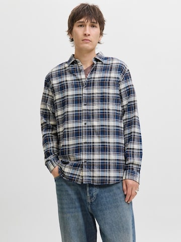 JACK & JONES Comfort fit Button Up Shirt 'JJJames' in Blue: front