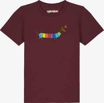 watabout.kids T-Shirt 'Regenbogen Dackel' in Rot: Vorderseite