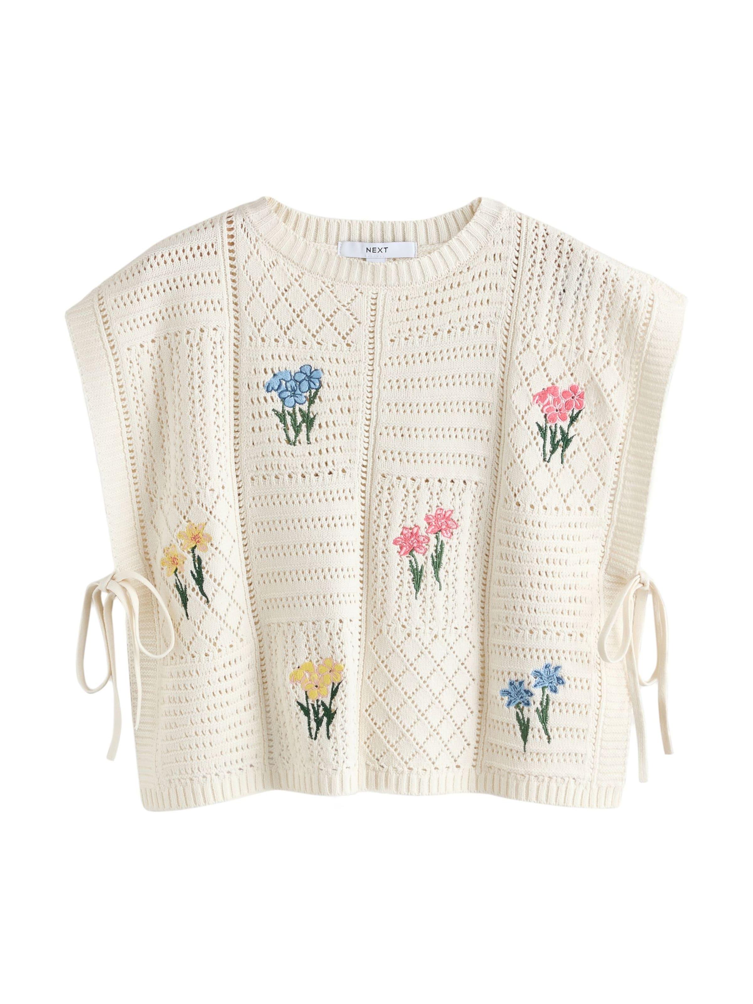 Next Tops en tricot en crème / jaune / vert / rose clair, Vue avec produit