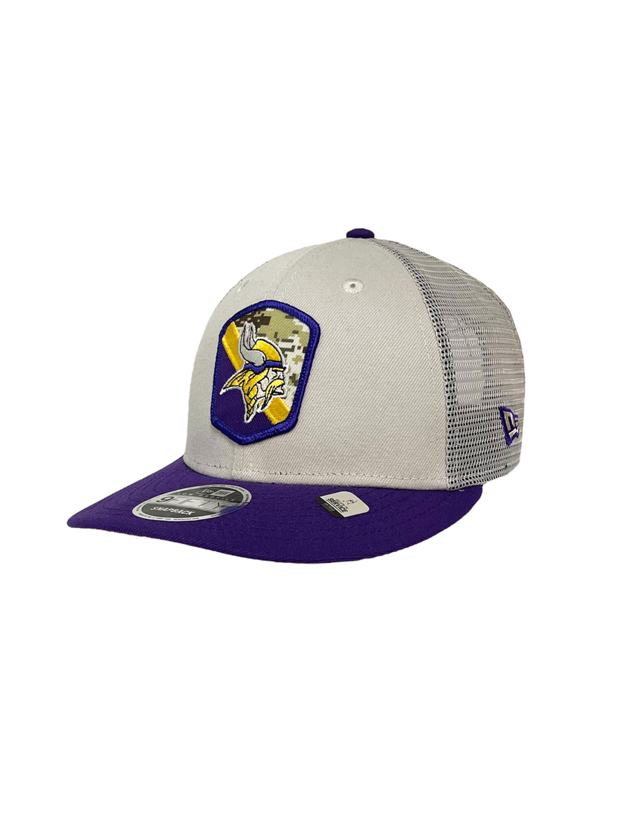 NEW ERA Athletic Cap '9FIFTY Salute To Service Minnesota Vikings' in Beige: front