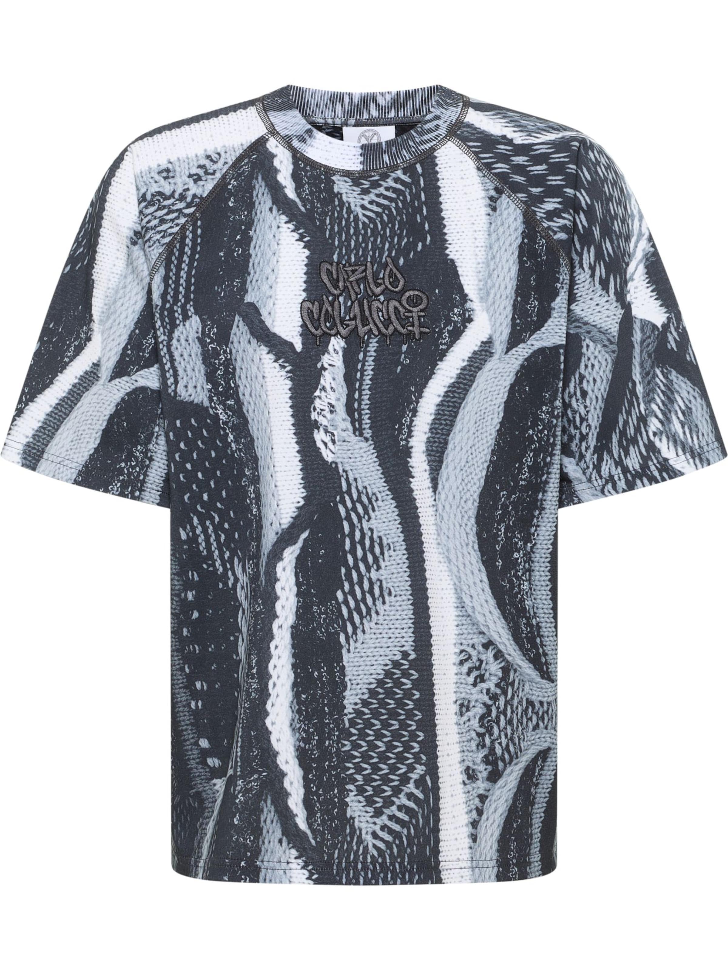 Carlo Colucci T-Shirt 'Ettori' en gris clair / noir / blanc, Vue avec produit