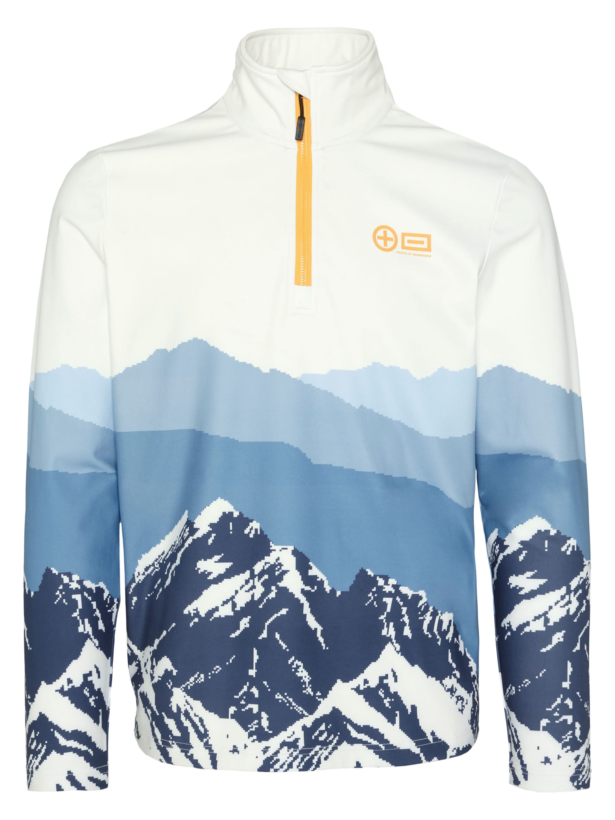 CHIEMSEE Fleece Jacket ' mit Berglandschaft Print ' in Grey: front