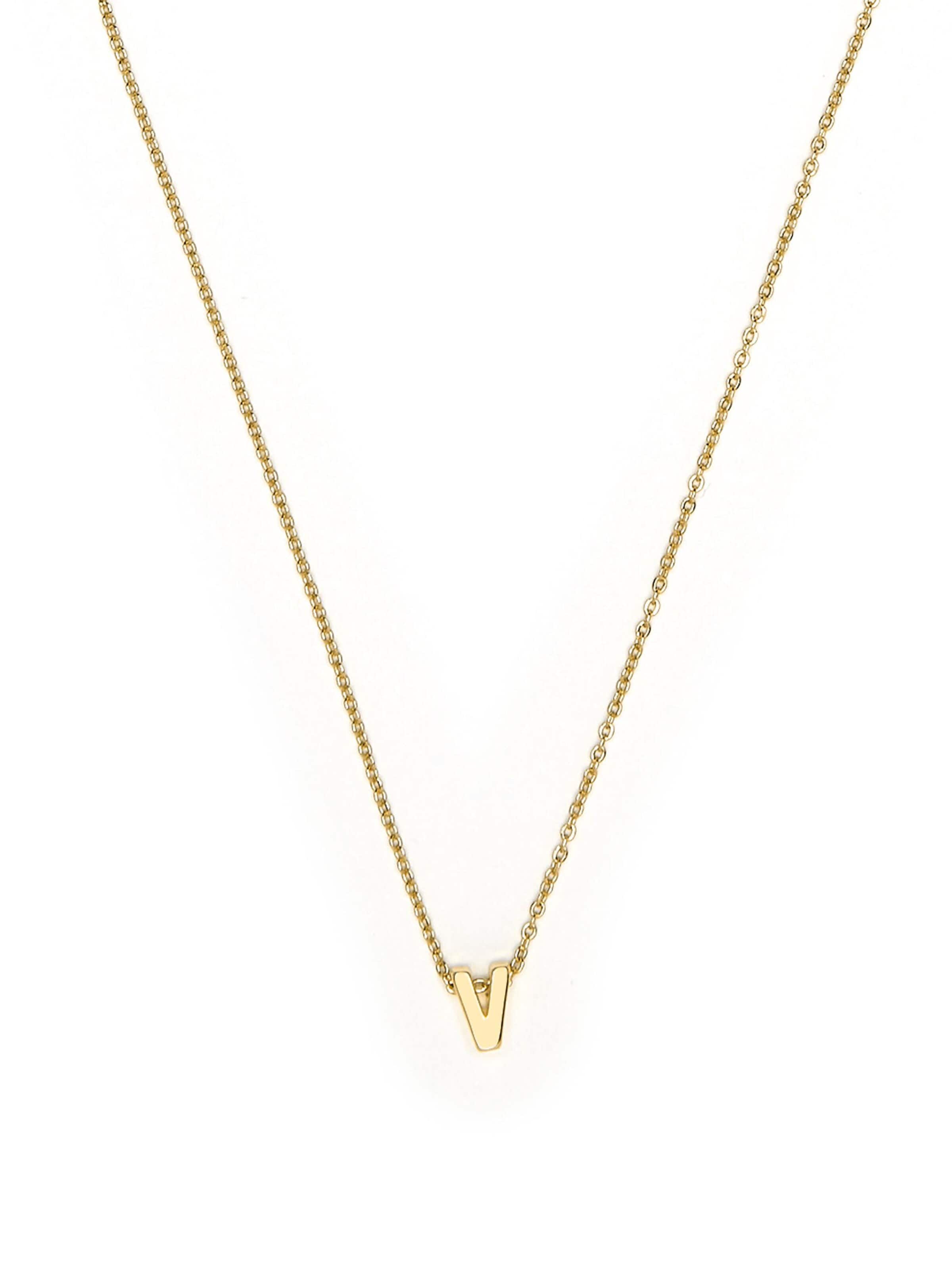 Luxenter Halsband 'Alphabet  V' i gul