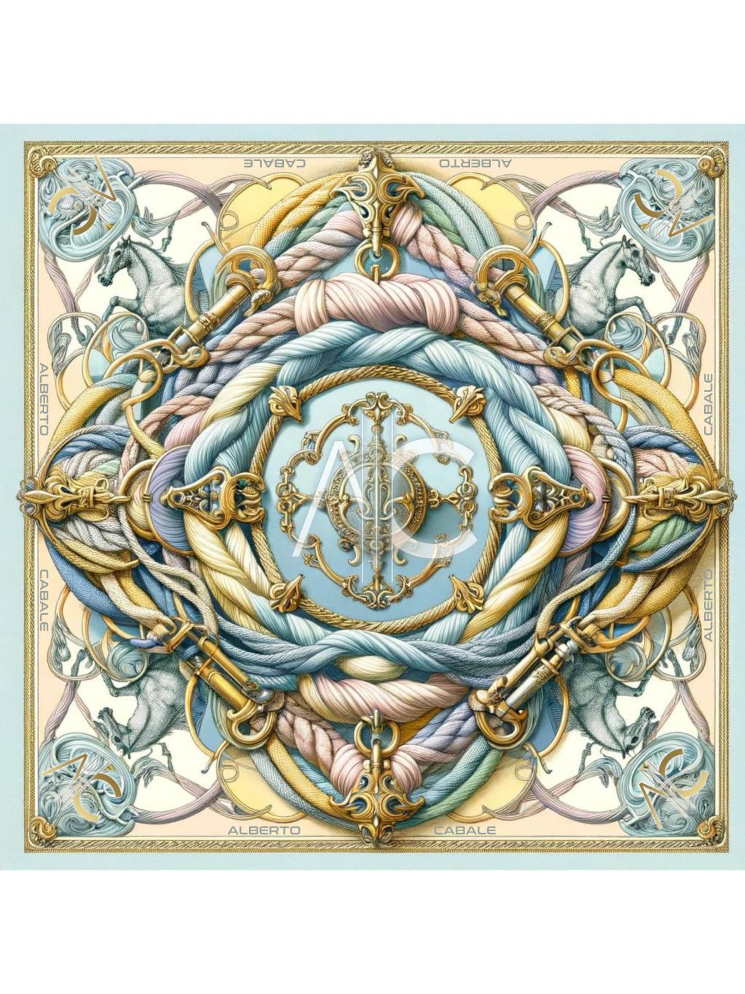 alberto cabale Schal 'Grand carré de soie Spring Rope Zoé'‌‌‌‌‌‌ in Blau: Vorderseite