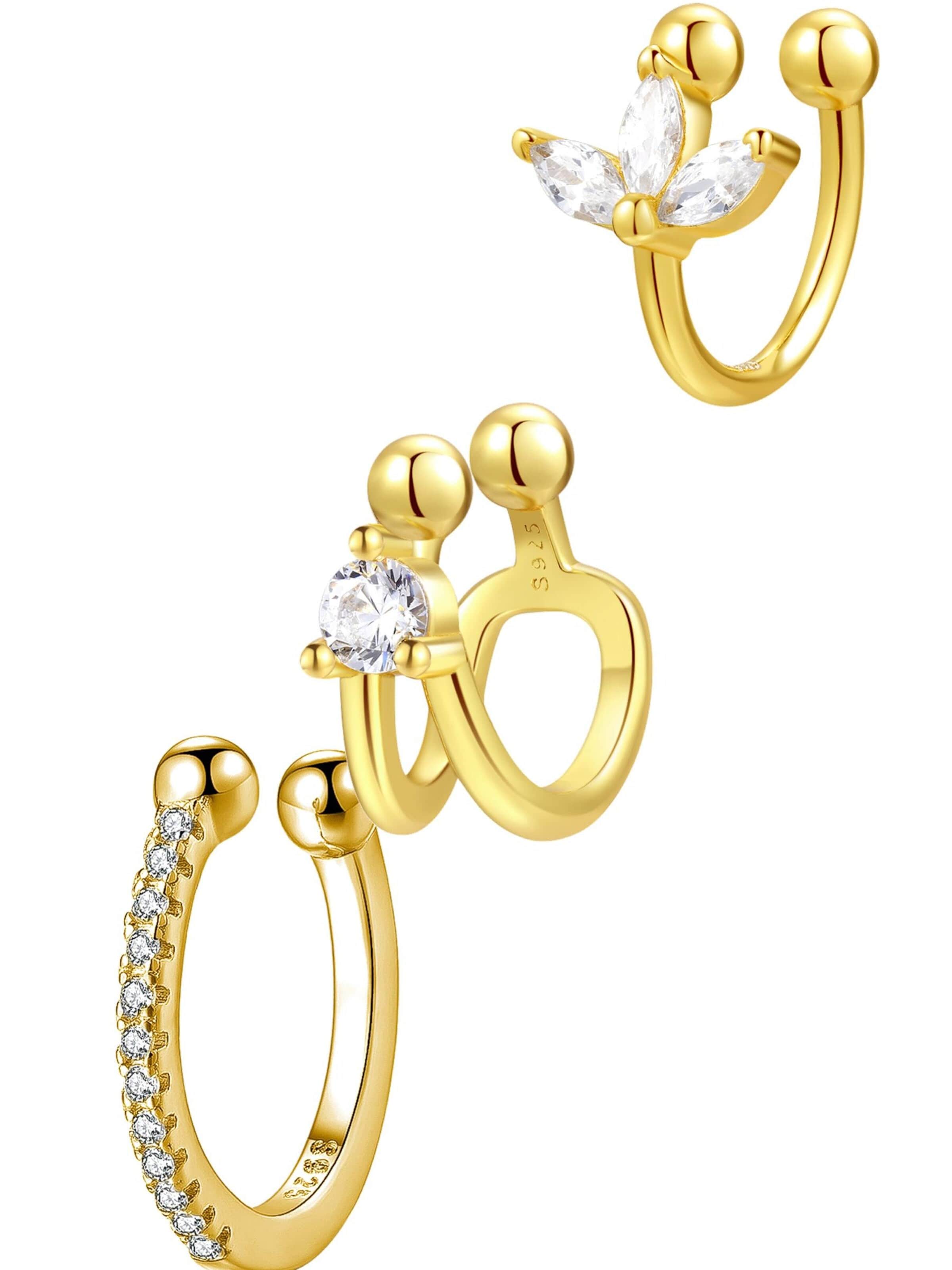 Hey Happiness Oorbellen 'Holding Gem Ear Cuff' in Goud