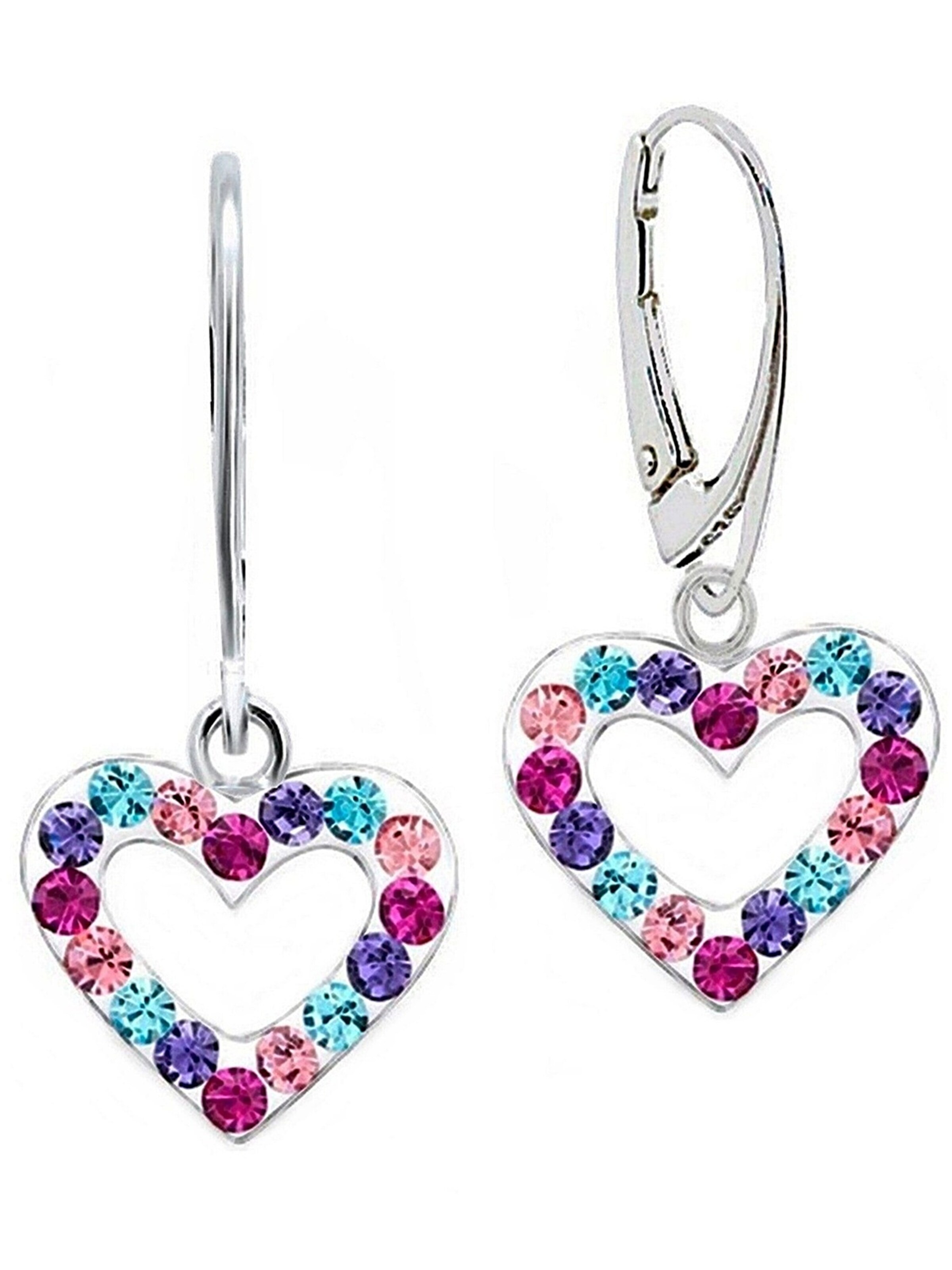 Goldene Hufeisen Earrings 'Herz Bunt' in Mixed colors: front