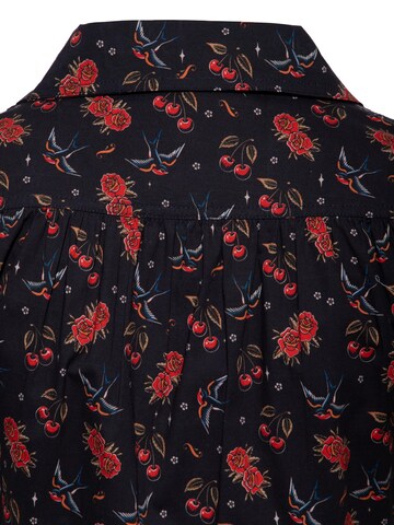 Queen Kerosin Bluse 'Cherries & Roses'‌‌ in Schwarz