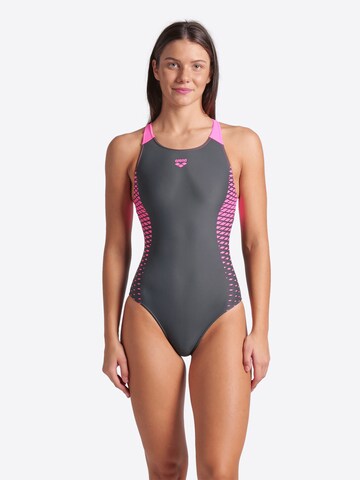 ARENA Bralette Swimsuit 'OPENINGS' in Grey: front