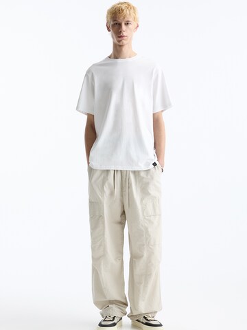 Pull&Bear Wide Leg Cargobukser i hvid