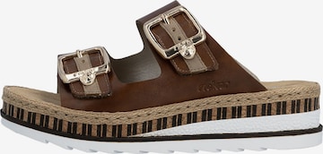Rieker Klapki 'Montreux-Sandalen aus Leder mit Keilabsatz' w kolorze brązowy: przód