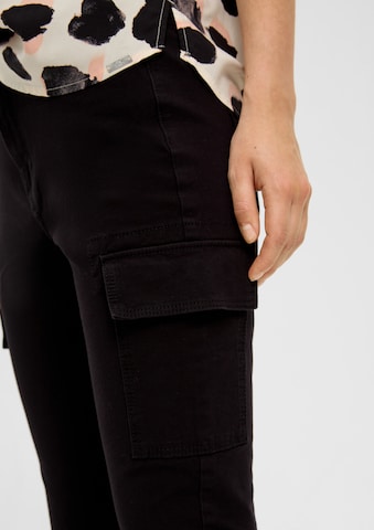 QS Slimfit Kargo hlače | črna barva
