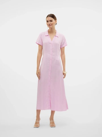 VERO MODA Jurk 'VERO MODA - VMLINN SS 7/8 VOLUME DRESS WVN - Dames - Maxi jurken' in Roze: voorkant