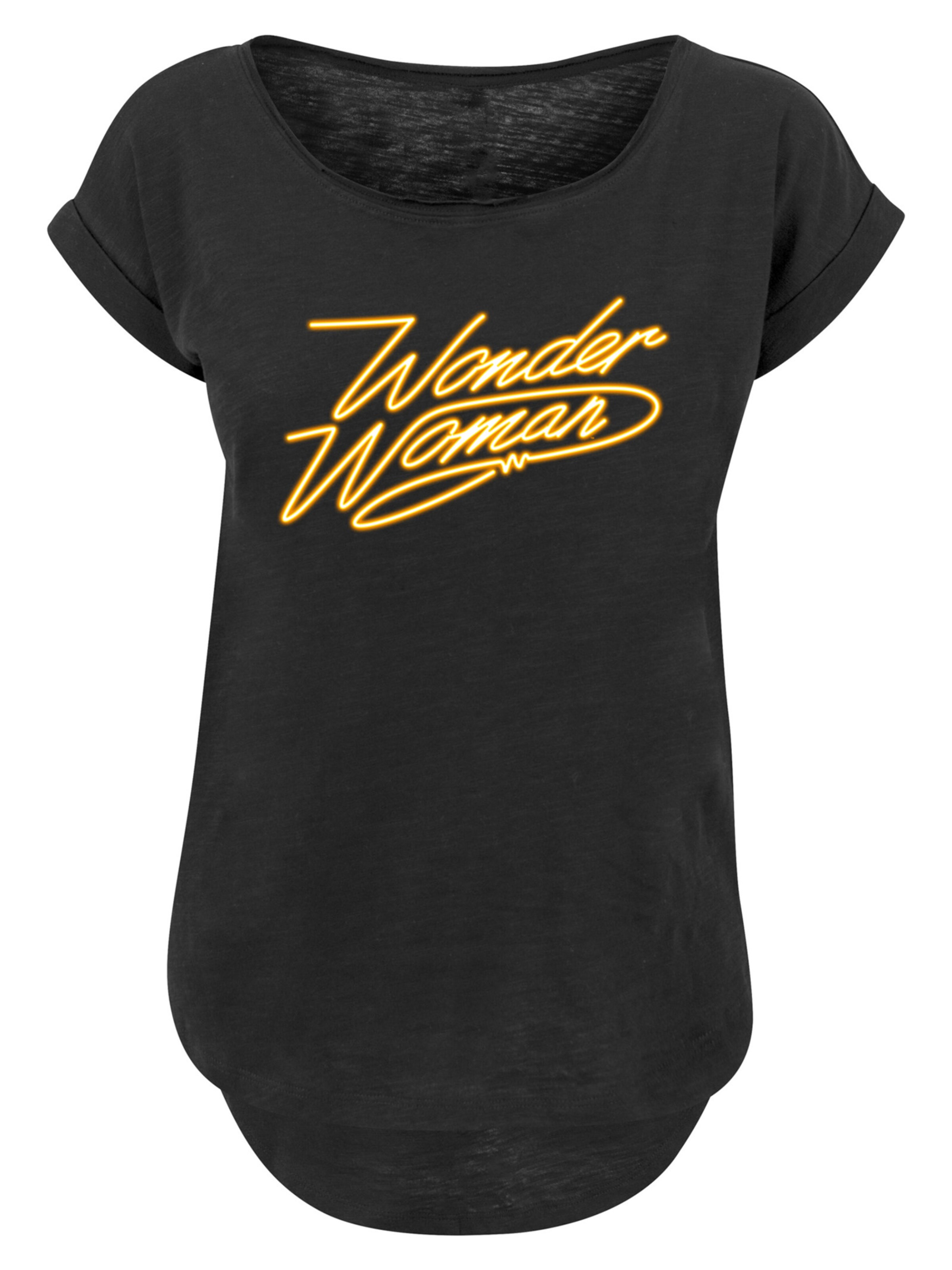 F4NT4STIC Shirt 'DC Comics Wonder Woman 84 Neon' in Zwart: voorkant