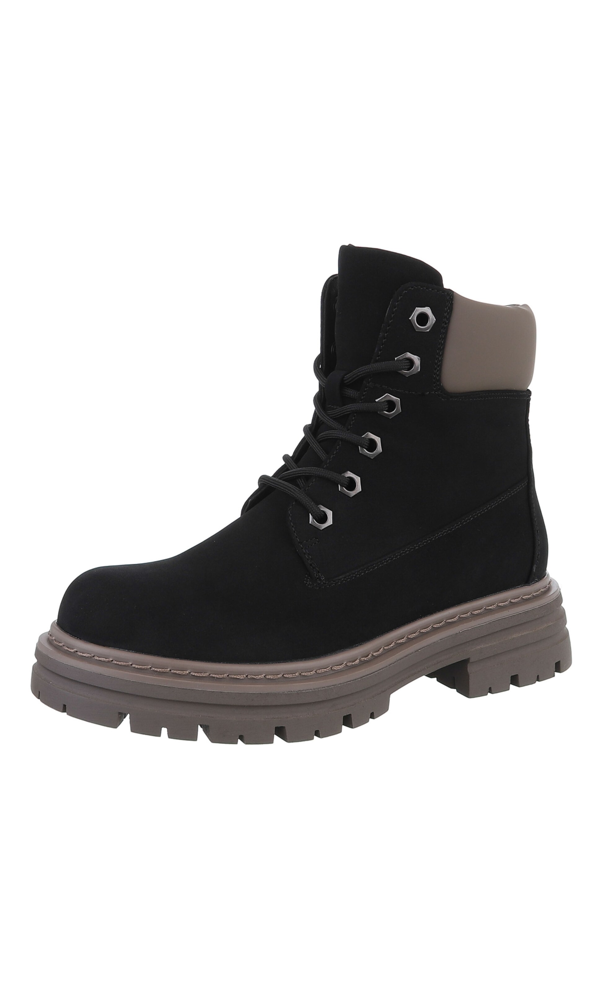 Ital-Design Schnürstiefelette in Schwarz: Vorderseite