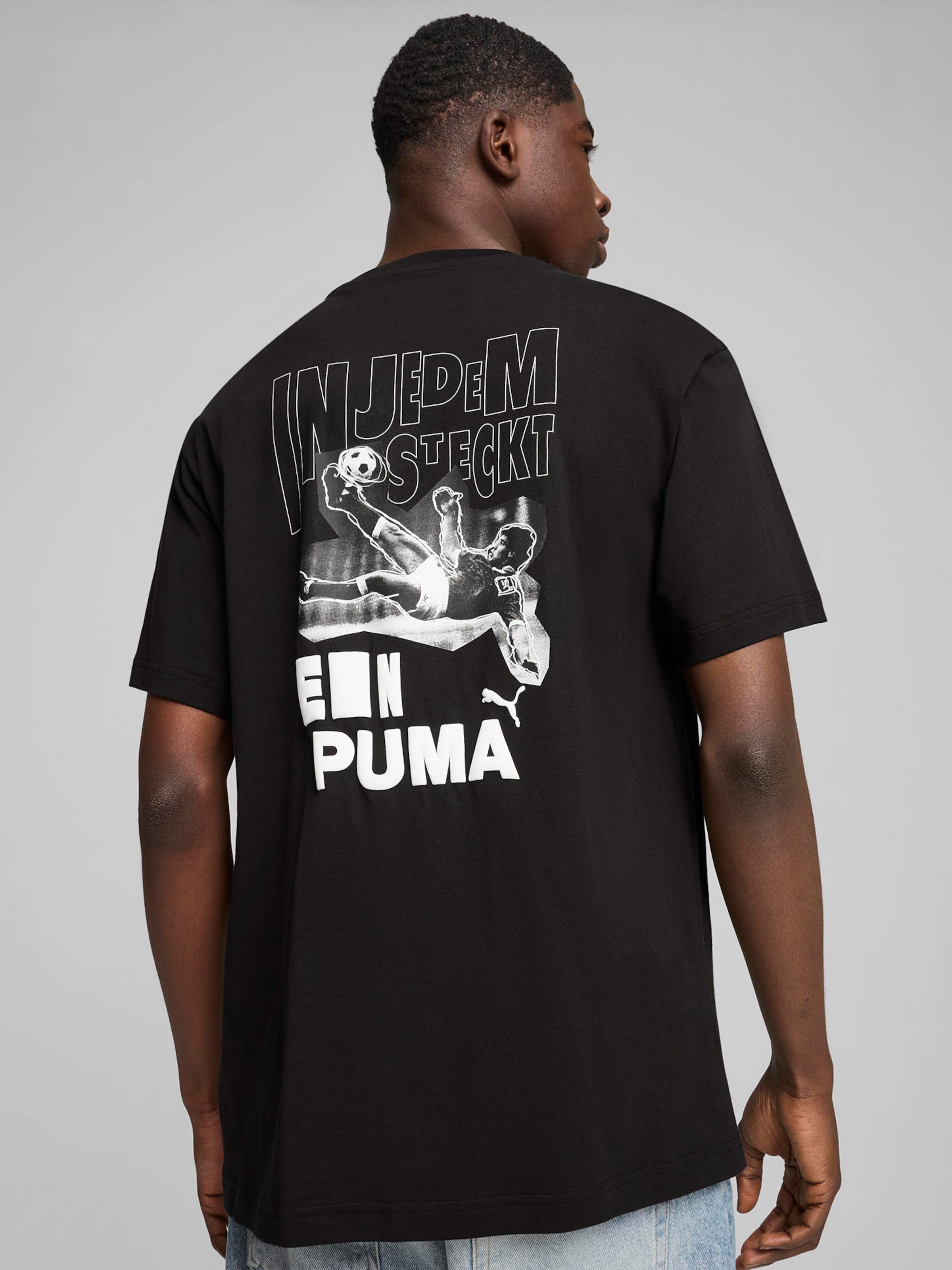 PUMA Shirt Graphics Bicycle Kick in Black ABOUT YOU