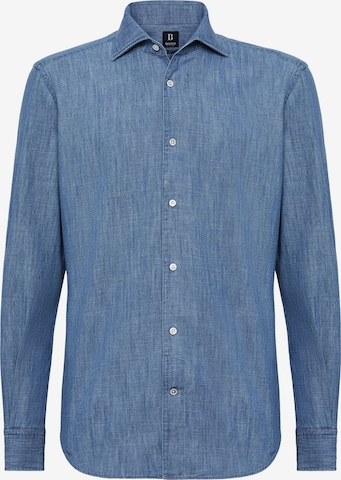 Boggi Milano Regular fit Overhemd in Blauw: voorkant