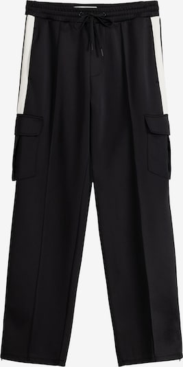 Pantaloni cu buzunare Bershka pe negru / alb, Vizualizare produs