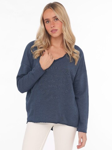 Zwillingsherz Sweatshirt 'Positive Mind' in Blue: front