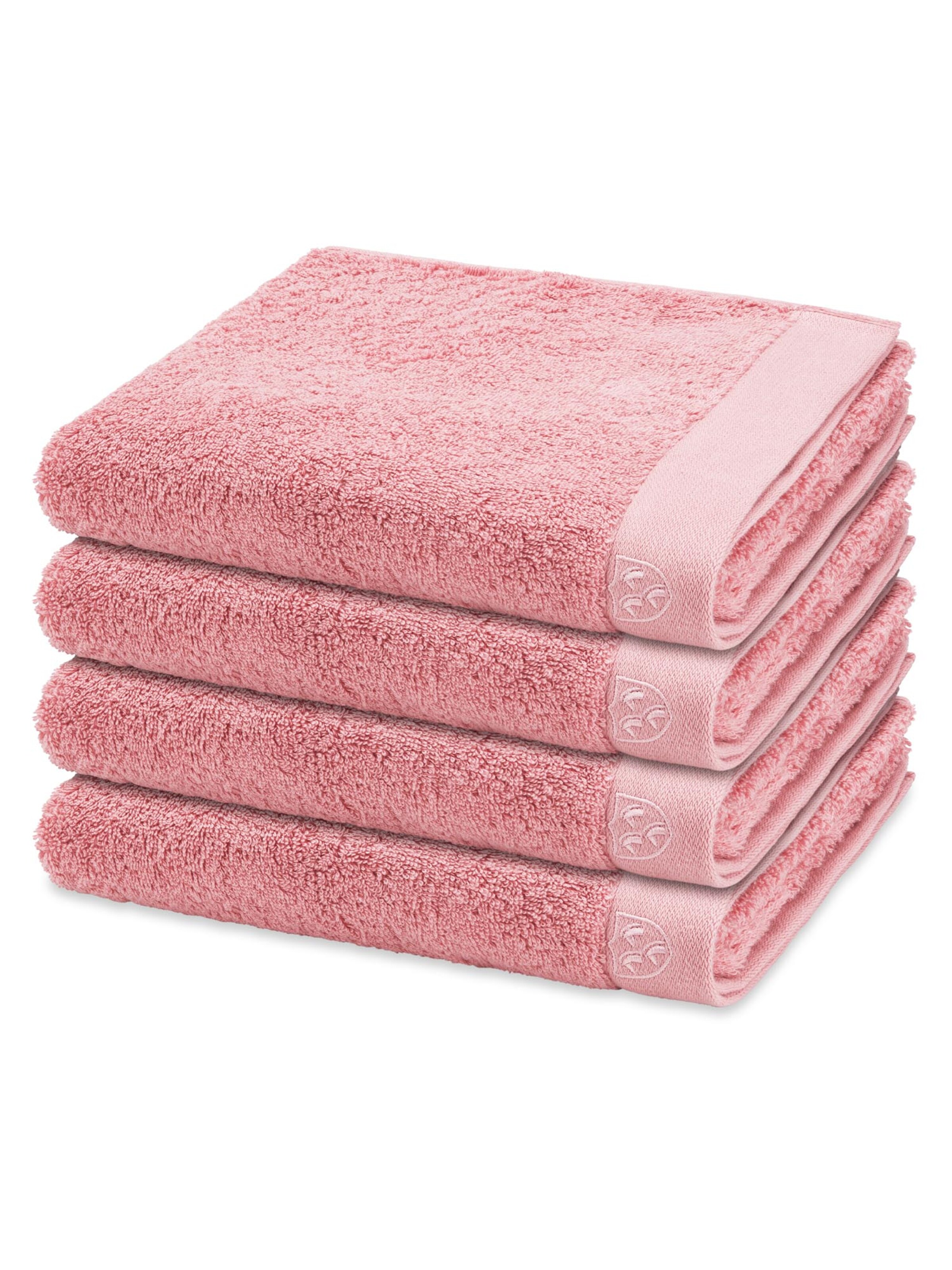 ROSS Towel 'Doubleface Stripes' in Pink: front