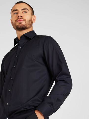 OLYMP Slim fit Zakelijk overhemd 'Level 5' in Zwart