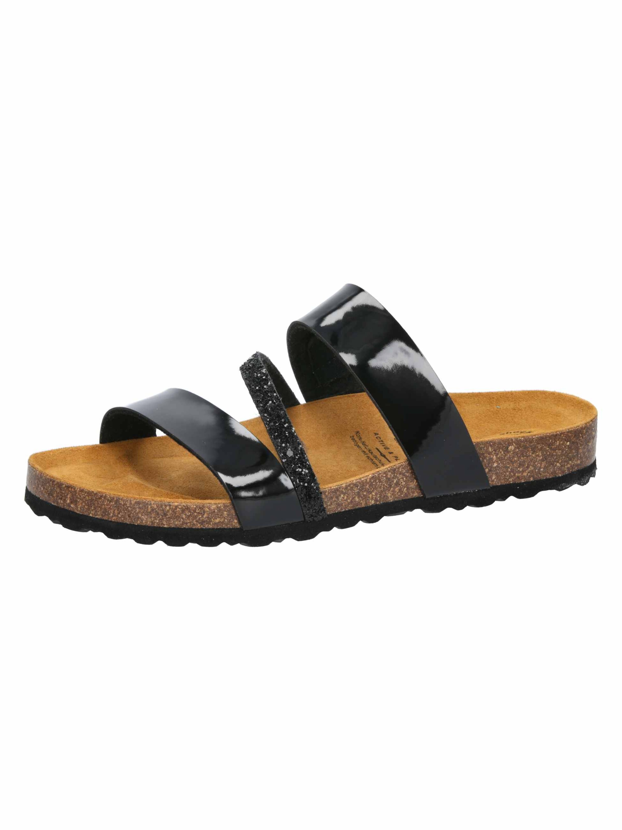 LICO Pantolette 'Bioline Glitter' in Schwarz: Vorderseite