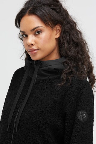 Soccx Kurzmantel mit Bouclé-Optik und Kapuze in Schwarz