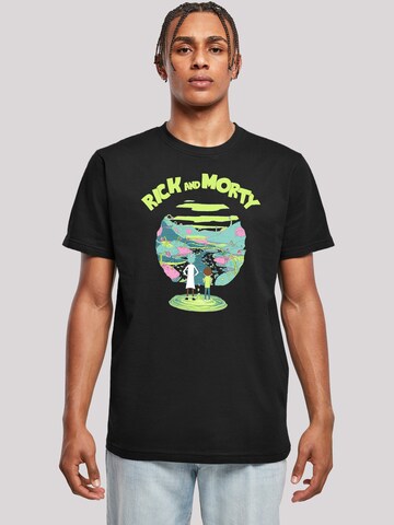 F4NT4STIC Shirt 'Rick and Morty Portal' in Zwart: voorkant