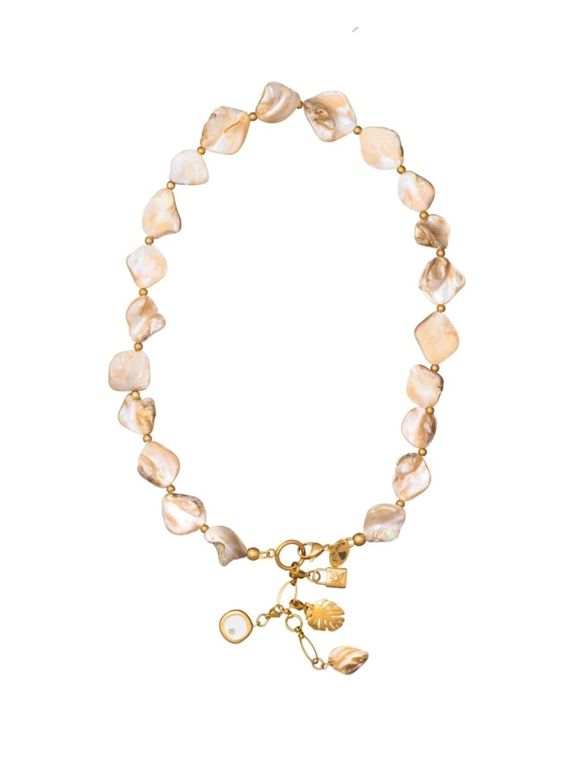 THE GEM STORIES JEWELRY Αλυσίδα 'Coral Necklace with Adjustable Elements' σε μπεζ: μπροστά