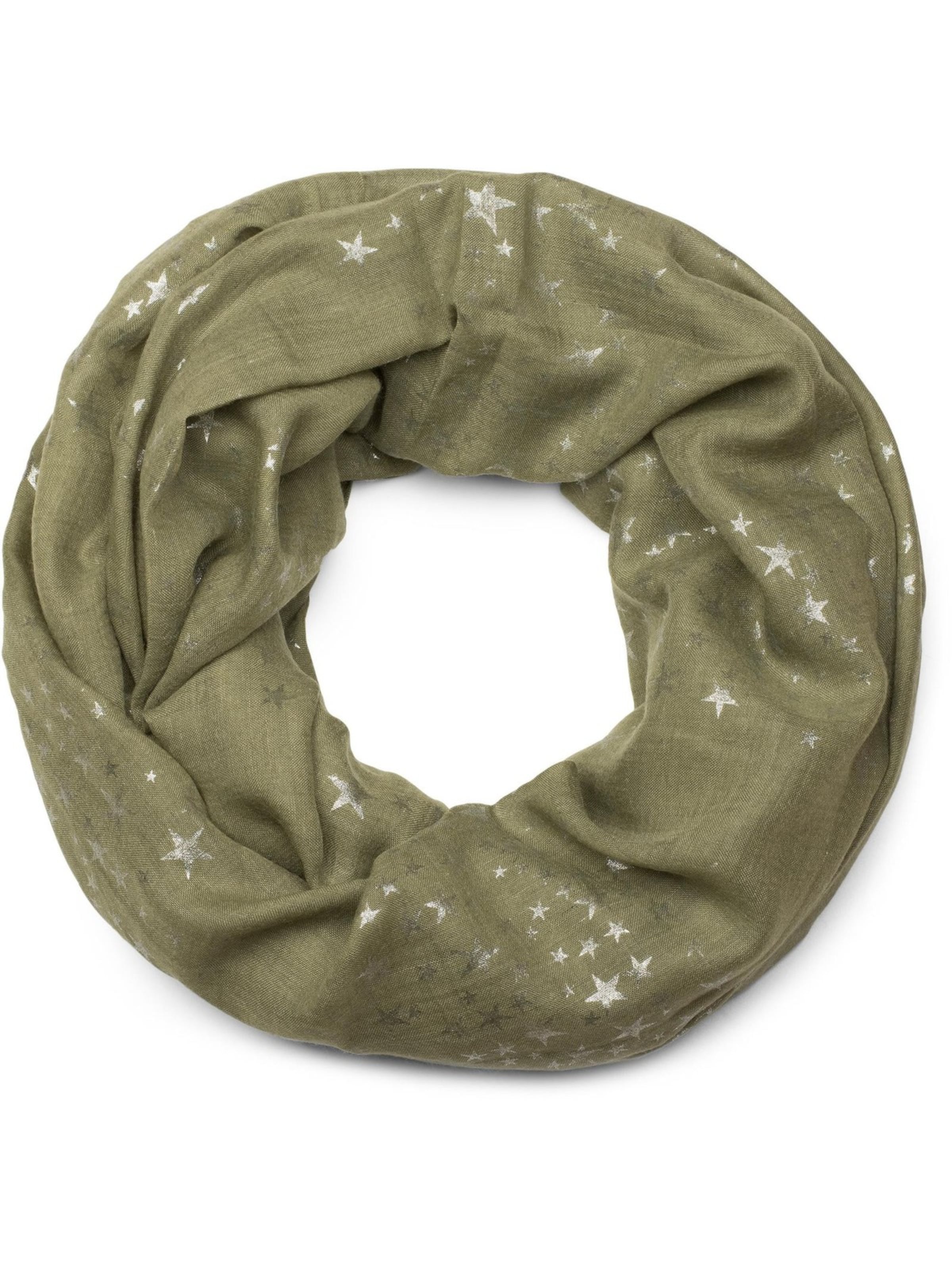 styleBREAKER Loop scarf 'Loop Schal mit Metallic Sterne Print' in Green: front