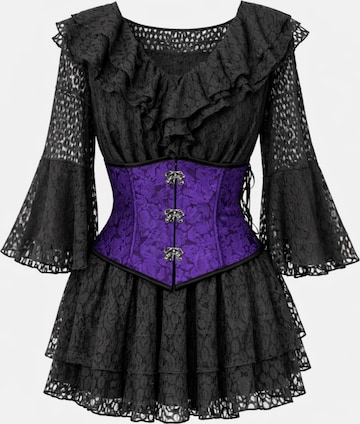 Elena Athanasiadou Iltapuku 'Royal Lace Corset Dress' värissä musta: etupuoli
