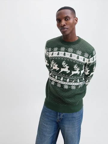 JACK & JONES Svetr 'JJXMAS FROSTY' – zelená