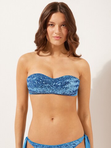 CALZEDONIA Bandeau Bikinitop 'Surface Royal' in Blau: Vorderseite