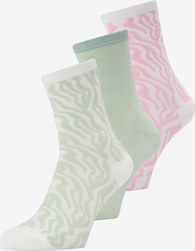 ONLY Chaussettes 'RONJA' en vert clair / rose clair / blanc cassé, Vue avec produit