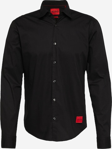 HUGO Red - Slim Fit Camisa 'Ermo' em preto: frente