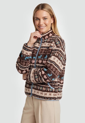 usha WHITE LABEL Fleece jas in Bruin: voorkant