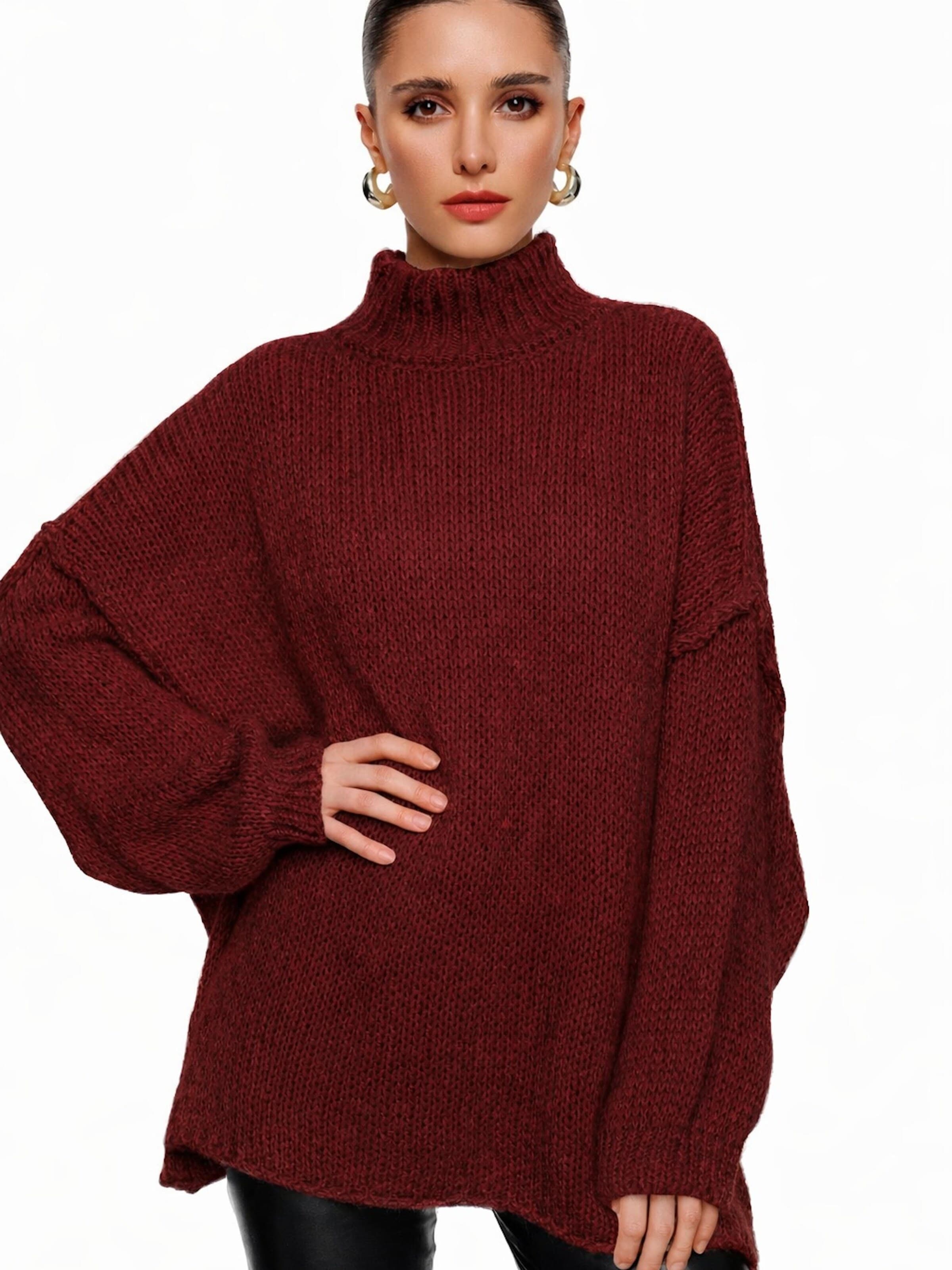 Worldclassca Oversized Sweater 'Strickpullover Oversized mit Stehkragen' in Red: front