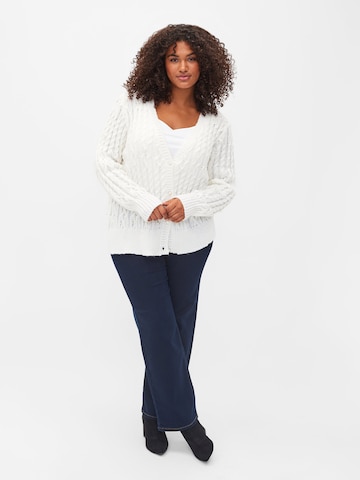 Zizzi Knit Cardigan 'SUNDAY' in White