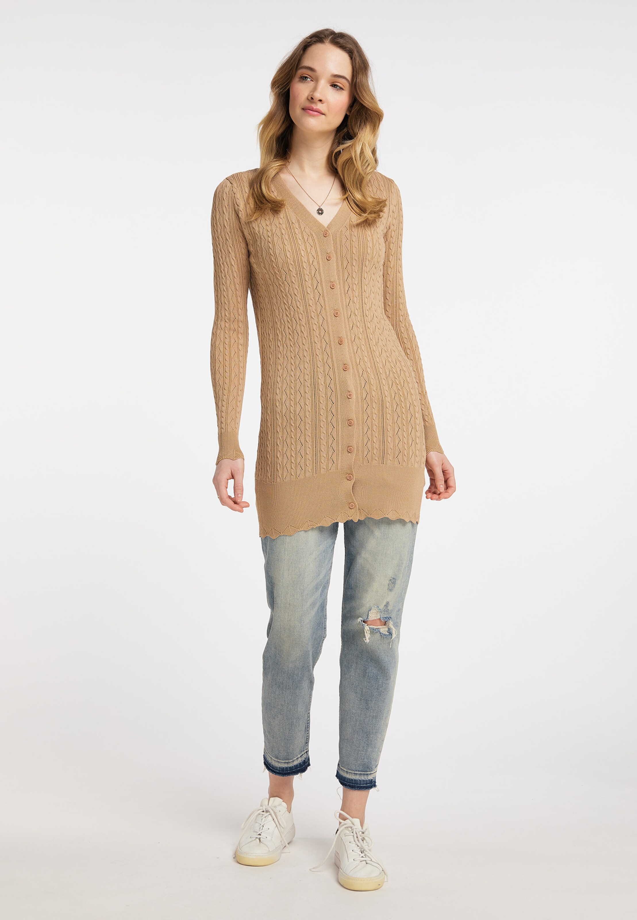 Frauen Pullover & Strick DreiMaster Vintage Strickjacke in Braun - DZ95656 Frauen Pullover & Strick DreiMaster Vintage Strickjacke in Braun - DZ95656