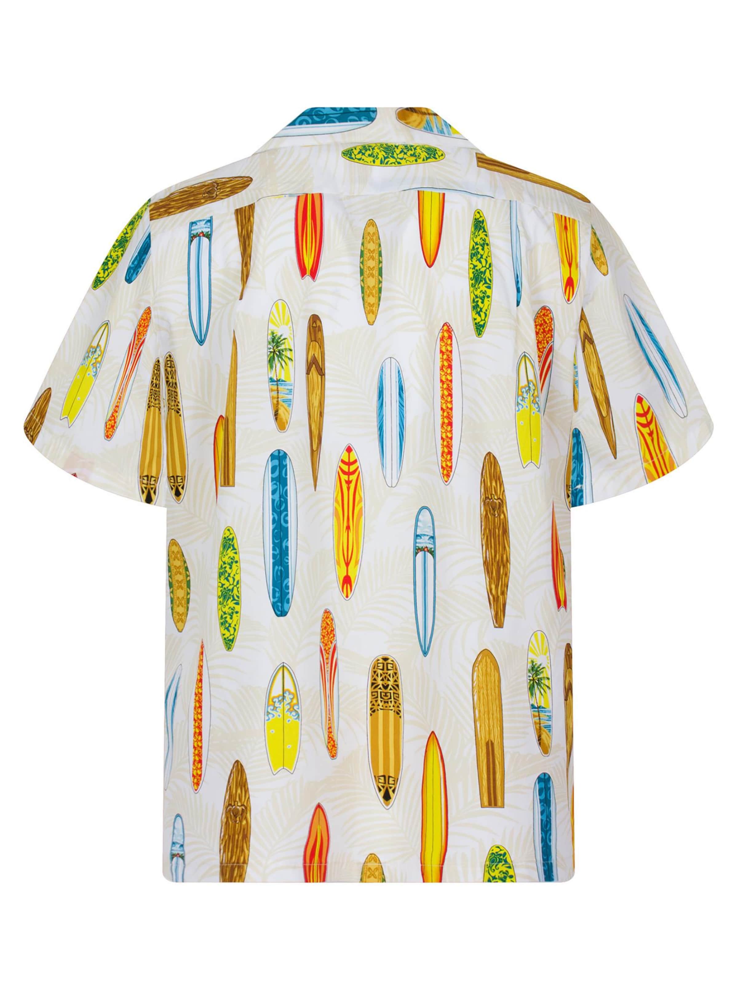 KY's Regular fit Button Up Shirt 'Surfbretter Allover' in White