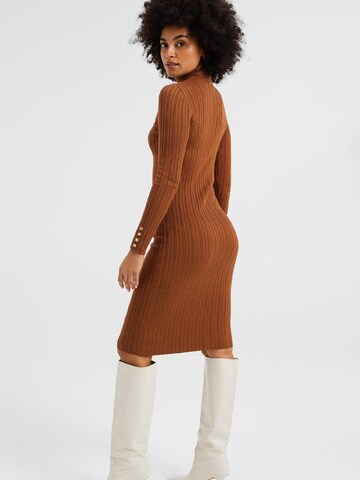 WE Fashion Knitted dress in Brown