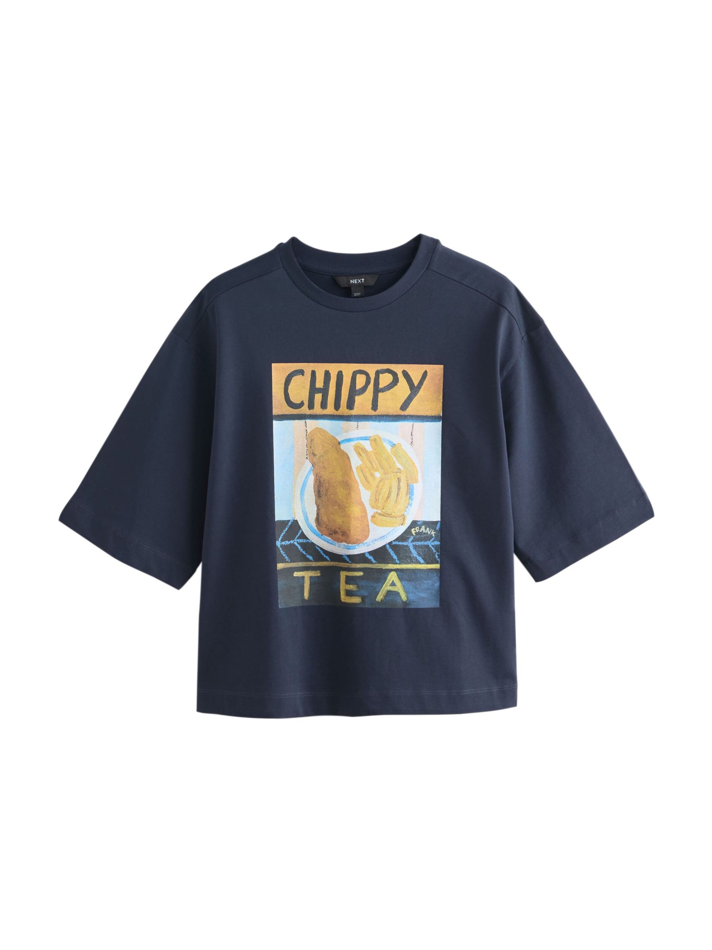 Next Shirt 'Chippy Tea Frankie Thorpe' in XS in de kleur Navy / Hemelsblauw / Geel / Zwart, Productweergave