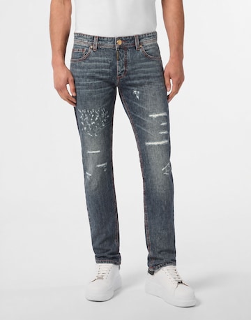Philipp Plein Slimfit Jeans in Blauw: voorkant