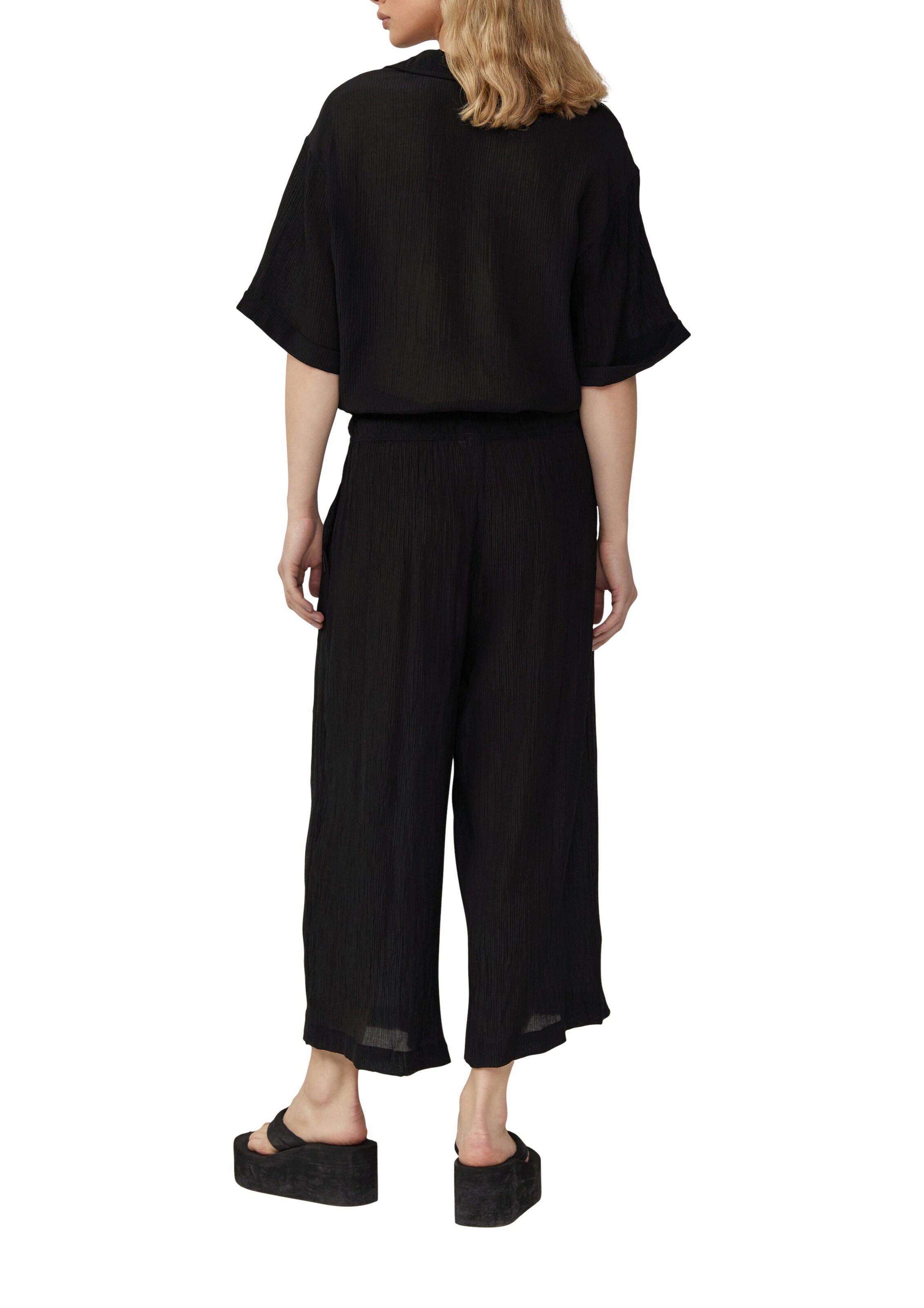 QS Wide Leg Hose in Schwarz